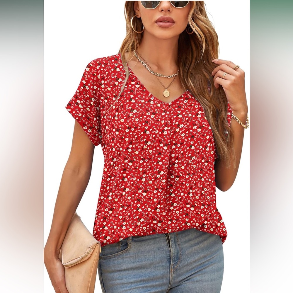 Red Floral Top